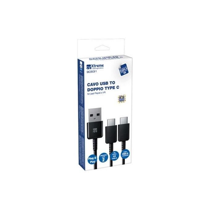 Xtreme Videogames Cavo Usb-C Double per PlayStation 5  Nero