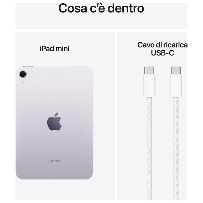 Apple MXNE3TY-A iPad mini Tablet con chip A17 Pro 256GB Wi-Fi 6E display Liquid Retina da 8.3'' colore Viola