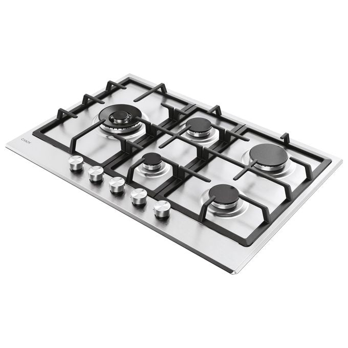 Candy CHG7WL4WTX Piano cottura Gas 74.5 cm 5 fuochi Doppia corona Accensione elettronica colore Acciaio inox