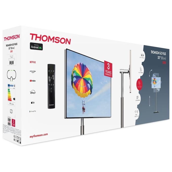 Thomson 32UE5M45 Go Plus Smart TV Portatile 32'' 4K Ultra HD LED Android Touch Batteria 9000 mAh Wi-Fi 6 colore Oro Champagne