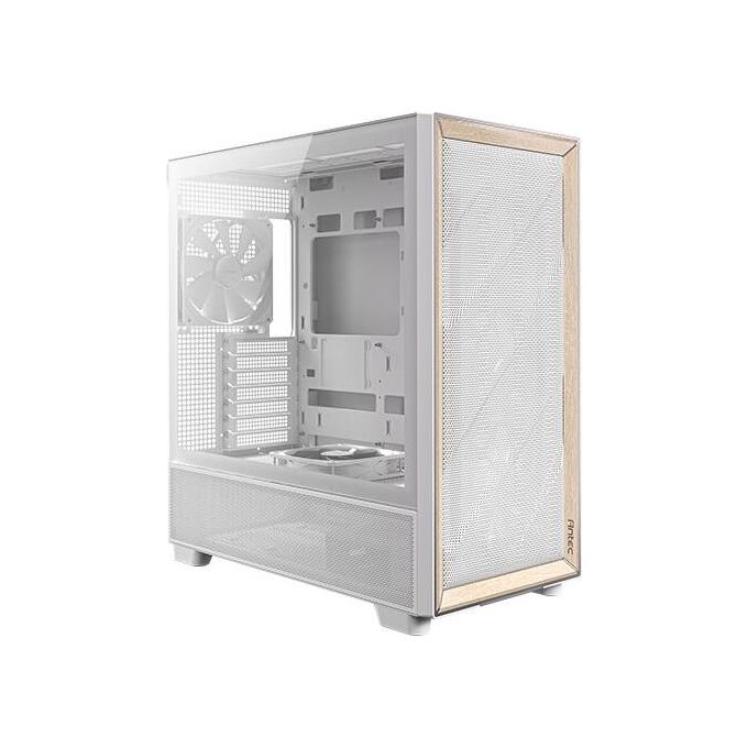 Antec FLUX WHITE Case PC Mid Tower con Vetro Temperato e Pannello Frontale in Legno di Betulla Supporto Radiatore 420 mm 5 Ventole PWM Incluse colore Bianco