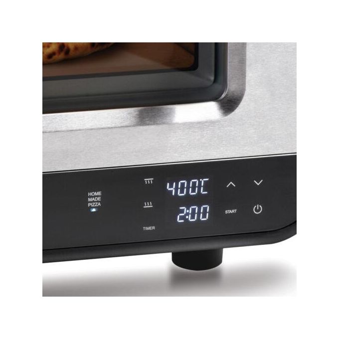 Macom 884 Just Kitchen Forno per Pizza Elettrico Pietra Refrattaria 32 cm 1700W 400°C Timer Digitale colore Nero Inox