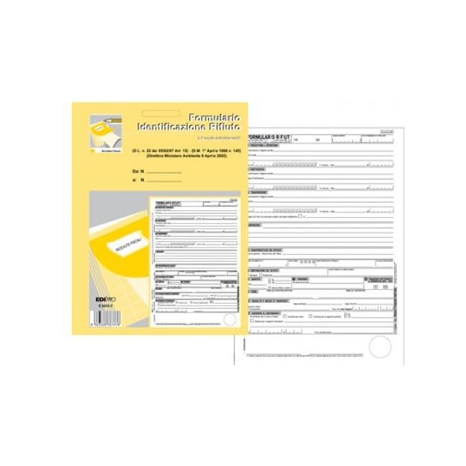 Edipro Confezione 10 Formulario Identificazione Rifiuti  Pagine 25x4 Autoricalcanti