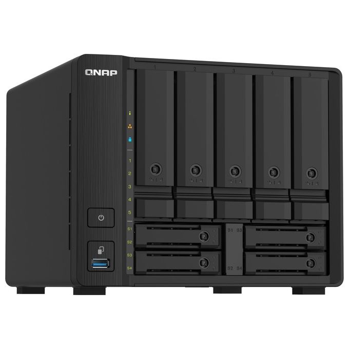 QNAP TS-932PX-4G TS-932PX NAS 9 baie SATA 6Gb-s 4 GB DDR4 espandibile a 16 GB processore quad-core 1 7 GHz 2 porte 10GbE SFP+ 2 porte 2 5GbE colore Nero