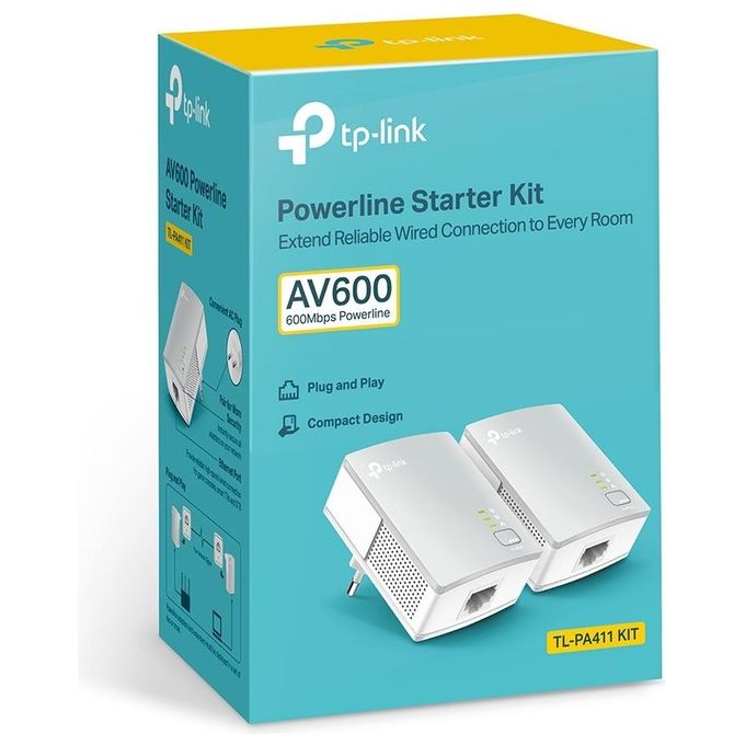Tp-Link PA411KIT 500Mbit-s Powerline Collegamento Ethernet Lan Bianco 2 Pezzi