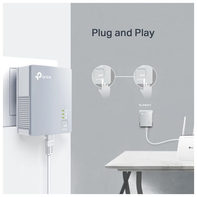 Tp-Link PA411KIT 500Mbit-s Powerline Collegamento Ethernet Lan Bianco 2 Pezzi