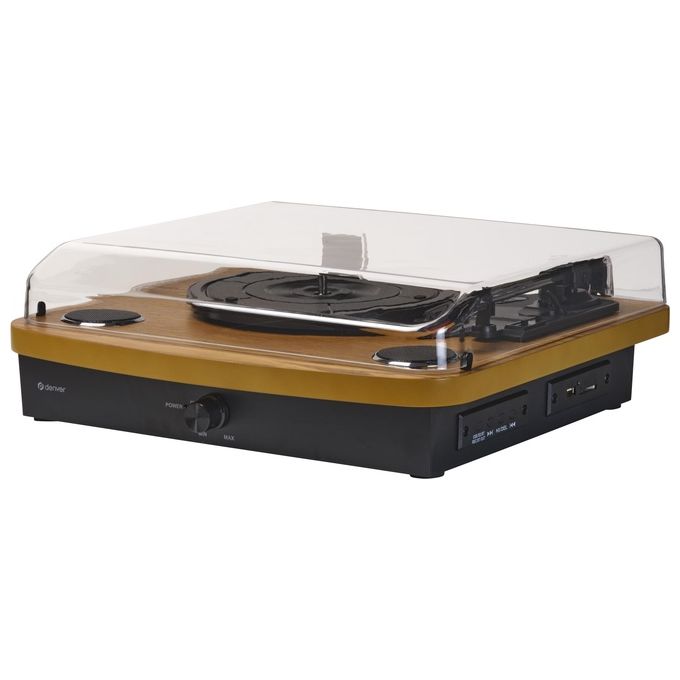 Denver VPL-230LW Giradischi Semiautomatico con Bluetooth USB SD per Vinile 33 1-3 45 78 Giri-min colore Nero Legno