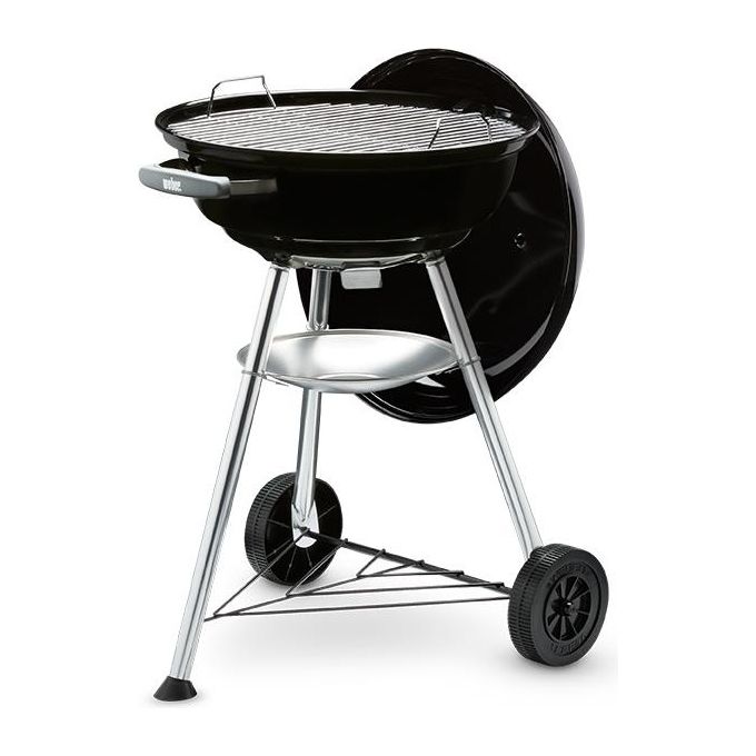 Weber 1221004 Compact Kettle Barbecue a Carbone 47 cm acciaio smaltato con ruote colore Nero