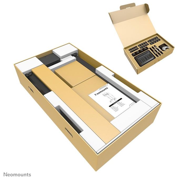 Neomounts W127366252 FL55-875BL1 Carrello TV Motorizzato per Display 55-100 Pollici VESA 100x100-800x600 Altezza Regolabile con Telecomando Ruote Bloccabili Fino a 110 Kg colore Nero
