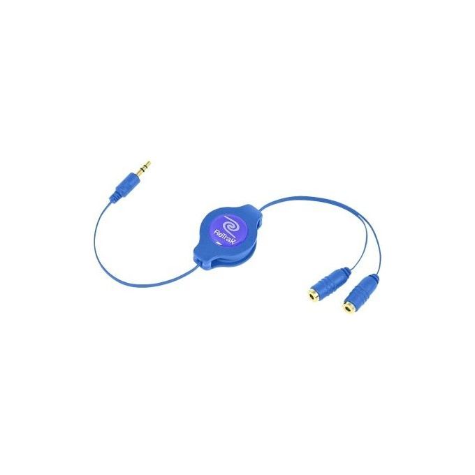 Retrak Cavo Splitter Rettrattile per 2 Auricolari Blu