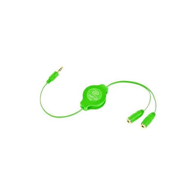 Retrak Cavo Splitter Rettrattile per 2 Auricolari Verde