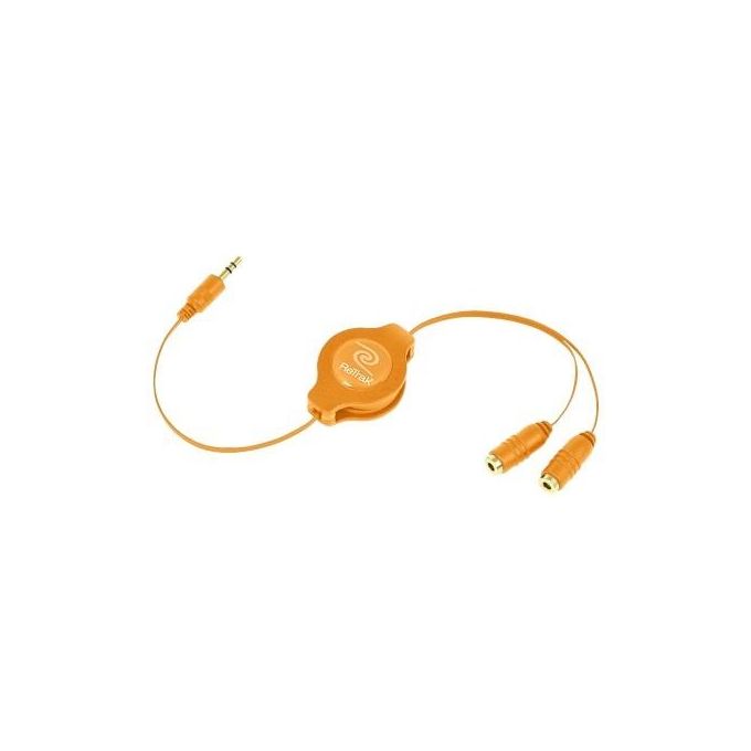 Retrak Cavo Splitter Rettrattile per 2 Auricolari Arancio