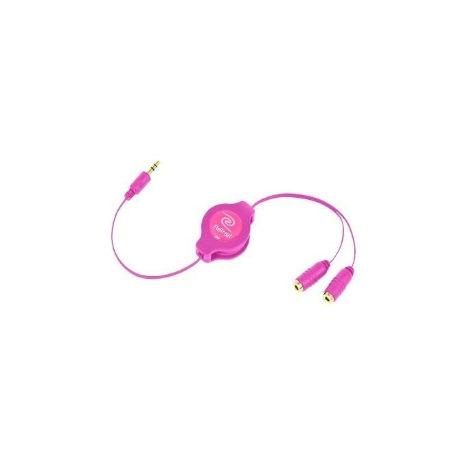 Retrak Cavo Splitter Rettrattile per 2 Auricolari  Rosa
