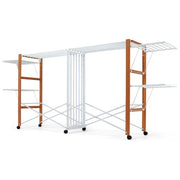 Foppapedretti 9900423606 Allungo Stendino Pieghevole 30m Faggio con Ruote colore Noce
