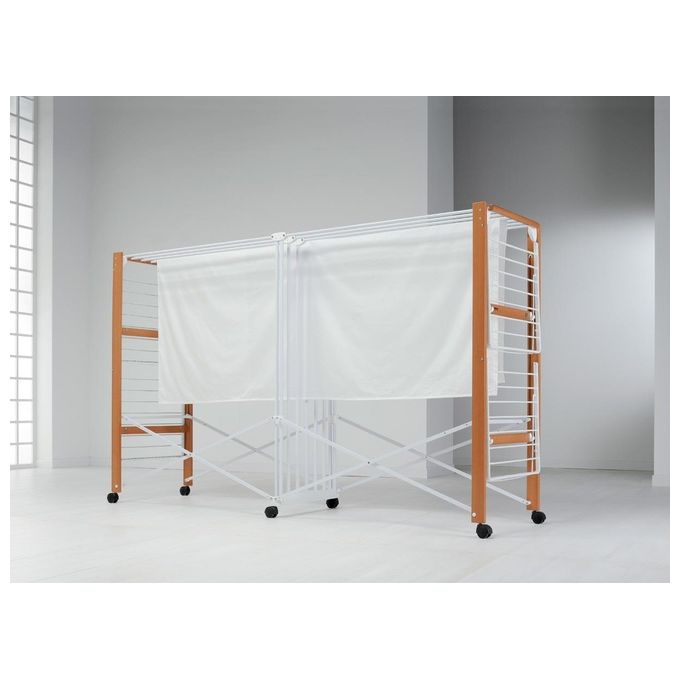 Foppapedretti 9900423606 Allungo Stendino Pieghevole 30m Faggio con Ruote colore Noce