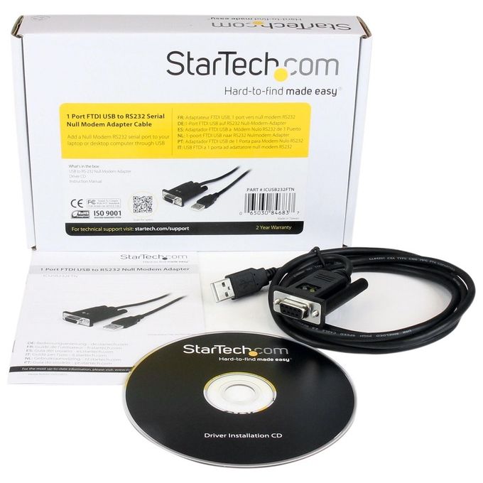 StarTech Cavo adattatore seriale DCE 1 porta USB a RS232 DB9 null modem con FTDI