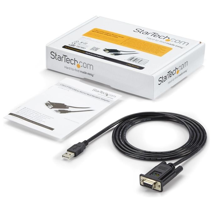 StarTech Cavo adattatore seriale DCE 1 porta USB a RS232 DB9 null modem con FTDI