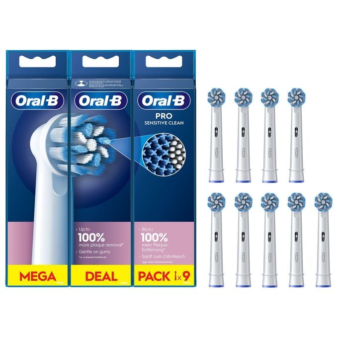 Oral-B Pro Sensitive Clean Testine di Ricambio per Spazzolino Elettrico 9 pz setole Extra Morbide colore Bianco