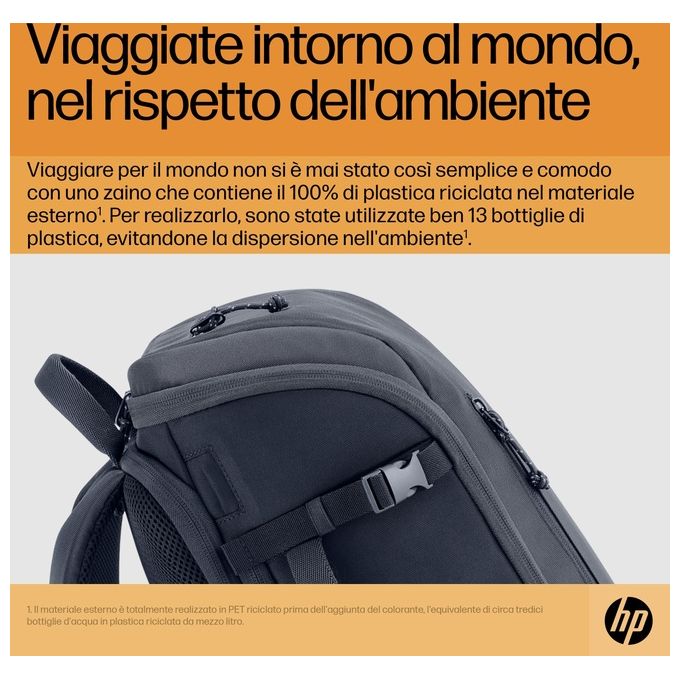 HP 6H2D8AA Travel Zaino Porta PC 15.6'' Poliestere Resistente all'Acqua 25 L espandibile 30 L colore Grigio