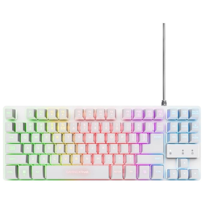 Trust Gaming GXT 794W Kit 3-in-1 Mouse e Tastiera Gaming TKL Layout Italiano QWERTY Bianco