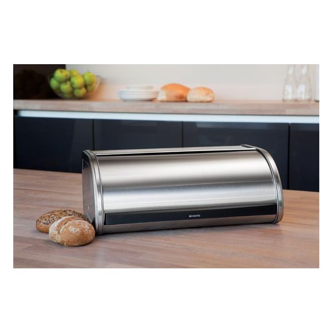 Brabantia 348921 Roll Top Portapane in Acciaio Inox Satinato con Apertura a Scomparsa Capacita' 16 Litri colore Matt Steel