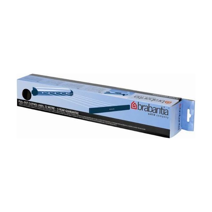 Brabantia 385766 Pull-Out Drying Lines Set Stendibiancheria Estraibile 22 metri Sistema di Bloccaggio Automatico colore Acciaio inox