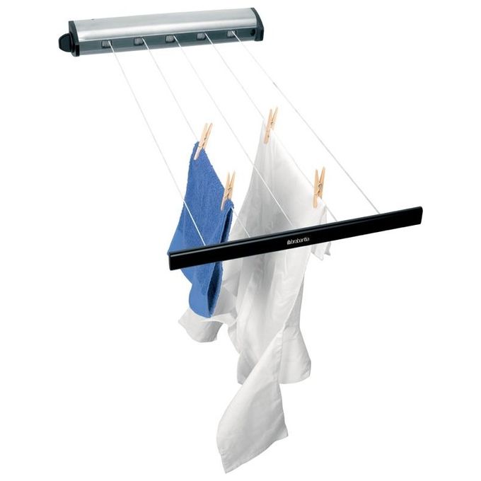 Brabantia 385766 Pull-Out Drying Lines Set Stendibiancheria Estraibile 22 metri Sistema di Bloccaggio Automatico colore Acciaio inox