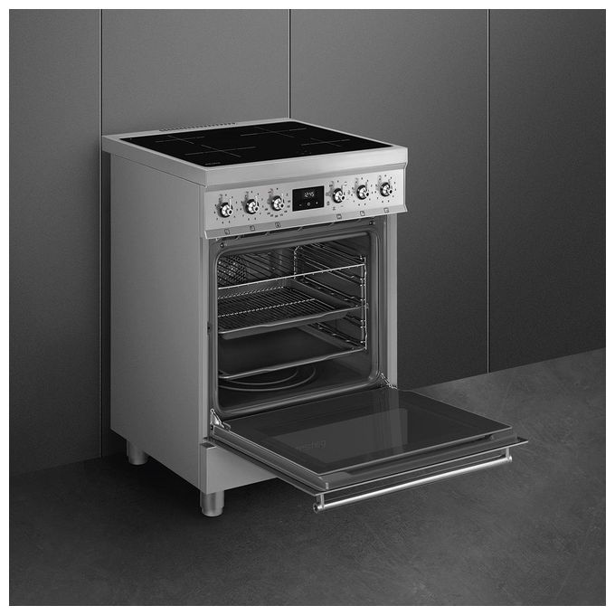 Smeg C6IMXM2 Sinfonia Cucina Piano Cottura Induzione 60 cm 4 Zone Forno Termoventilato 70 L Classe A (90x60x60 cm) colore Acciaio Inox