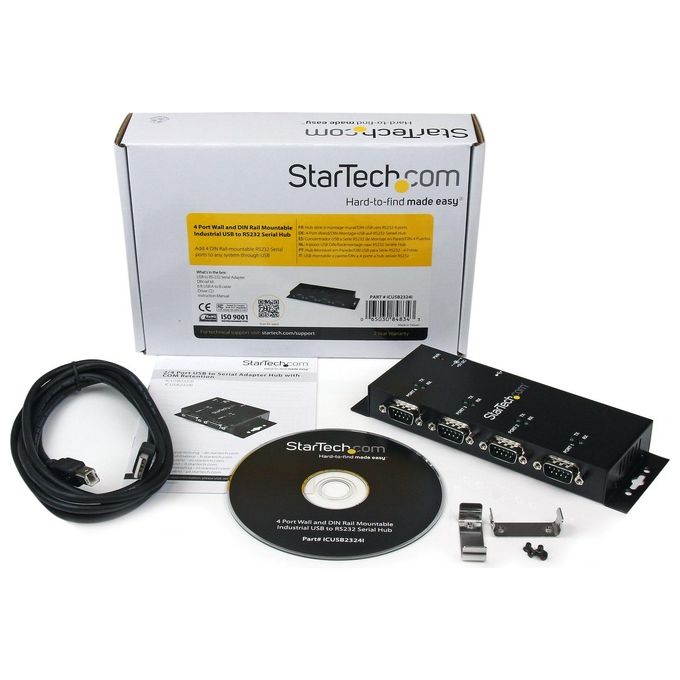 StarTech Hub adattatore seriale USB a DB9 RS232 4 porte - Guide DIN industriali DIN e montabile a parete