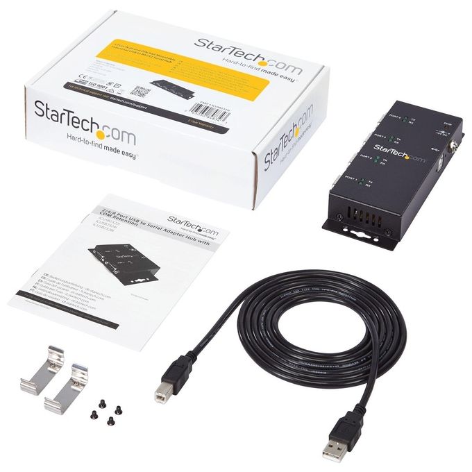 StarTech Hub adattatore seriale USB a DB9 RS232 4 porte - Guide DIN industriali DIN e montabile a parete