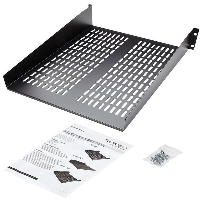 StarTech Ripiano per montaggio a rack con fessure 22 2U - Ripiano per armadio server rack fisso - 22 kg