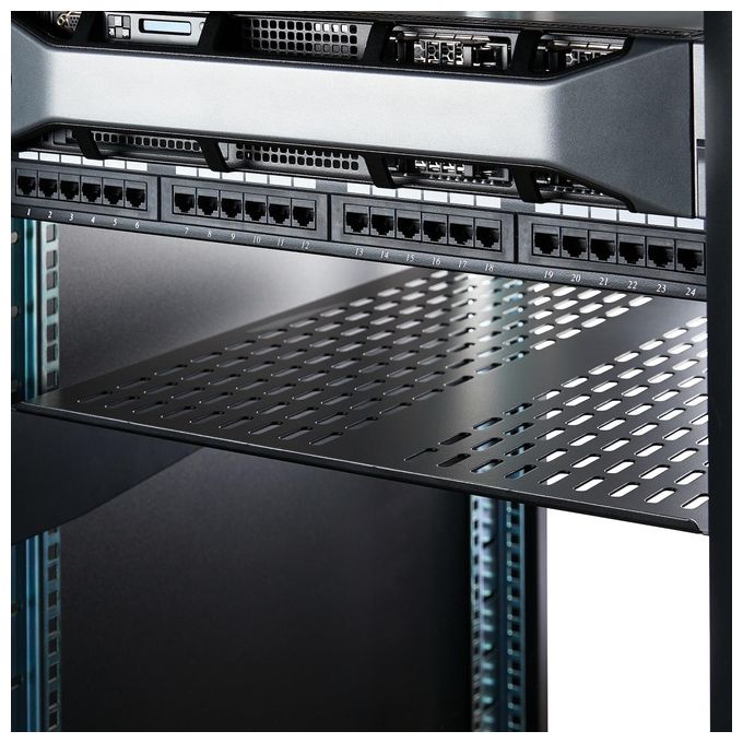 StarTech Ripiano per montaggio a rack con fessure 22 2U - Ripiano per armadio server rack fisso - 22 kg