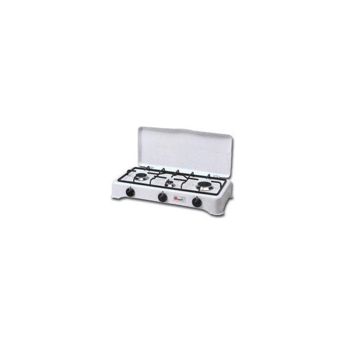 CF Parker 5327GP Fornello a Gas da Campeggio 3 Fuochi GPL Bruciatori Lega Pyral Griglia Acciaio Smaltato colore Bianco