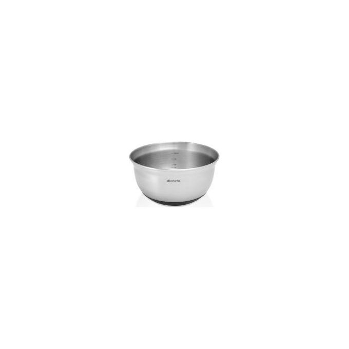 Brabantia Mixing Bowl Ciotola Graduata con Base in Silicone Inox Satinato Nero 1 Litro
