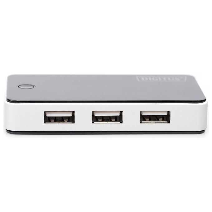 Digitus Hub Con 7 Porte Usb 2.0 Con Alimentatore Esterno Argento-nero
