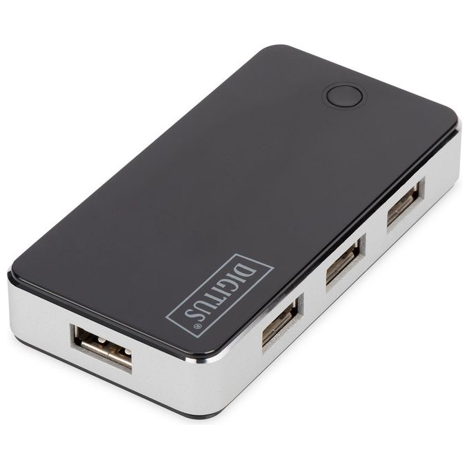 Digitus Hub Con 7 Porte Usb 2.0 Con Alimentatore Esterno Argento-nero