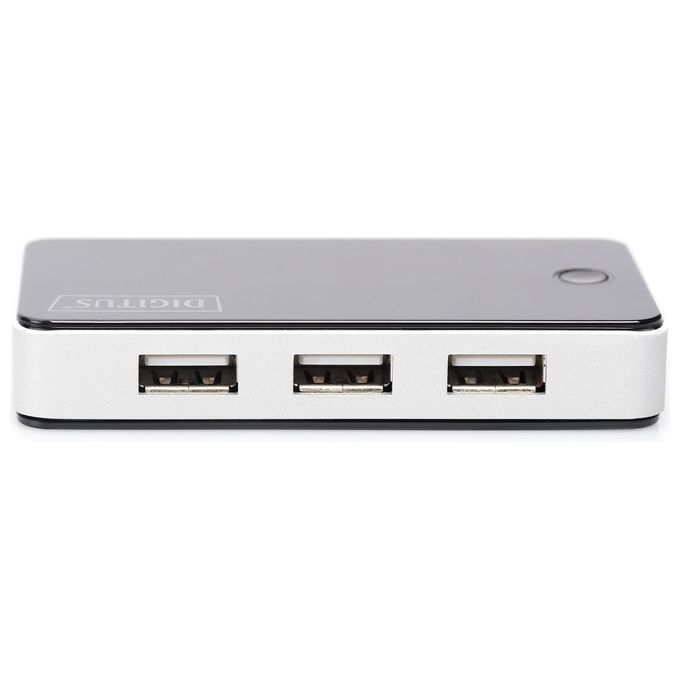 Digitus Hub Con 7 Porte Usb 2.0 Con Alimentatore Esterno Argento-nero