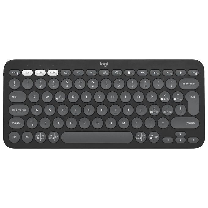 Logitech K380S Pebble Keys 2 Tastiera Wireless Bluetooth QWERTY Italiano Multi-Device Silenziosa colore Grafite