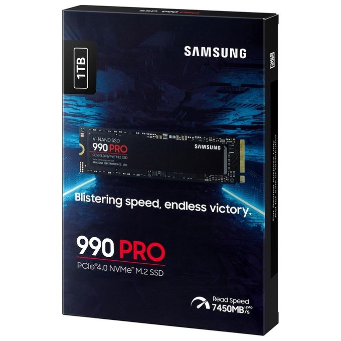 Samsung MZ-V9P1T0BW 990 PRO SSD Interno NVMe M.2 1TB PCIe 4.0 x4 Lettura 7450 MB-s Scrittura 6900 MB-s V-NAND MLC