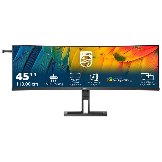 Philips 45B1U6900CH-00 Serie 6000 Monitor PC 44.5'' UltraWide DQHD 5120x1440 VA Curvo 32:9 USB-C Docking Webcam 5MP KVM colore Nero