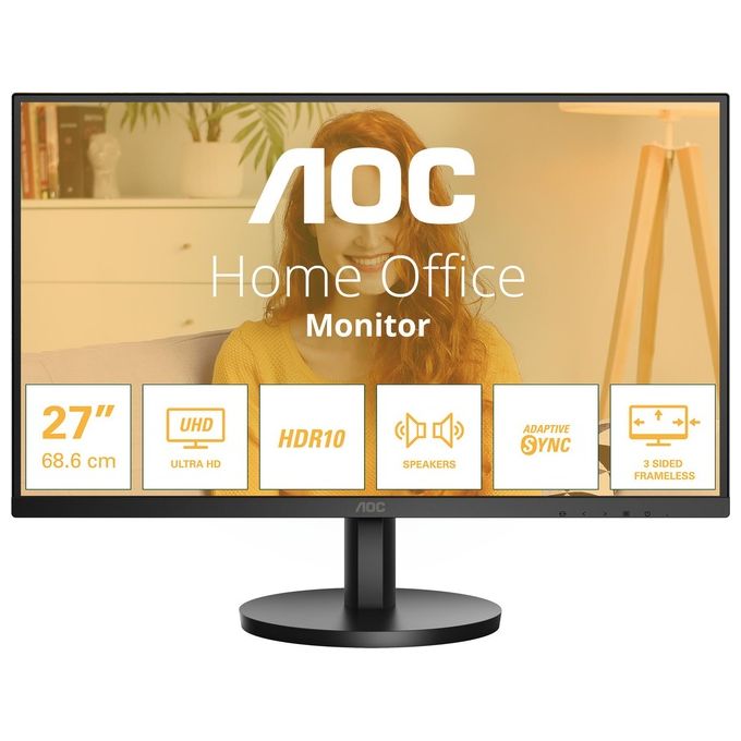 AOC U27B3A Monitor PC 27'' 4K UHD IPS 3840x2160 60Hz HDR10 Altoparlanti Integrati colore Nero