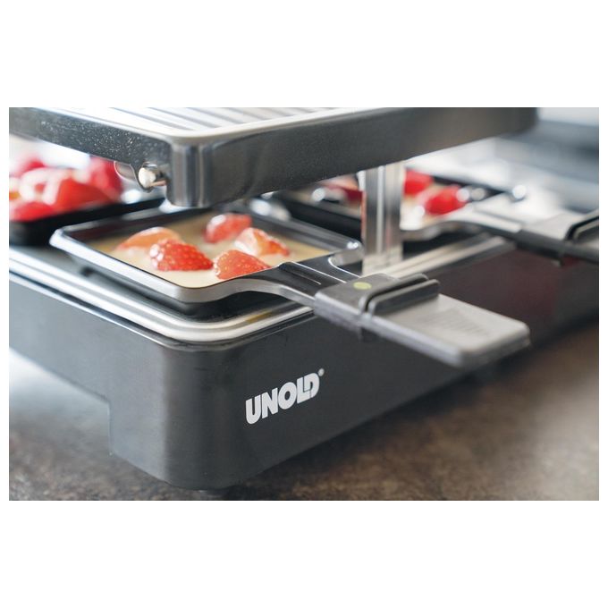 Unold 48755 Griglia per Raclette 8 persone 1300 W Piastre Antiaderenti in Ghisa colore Nero