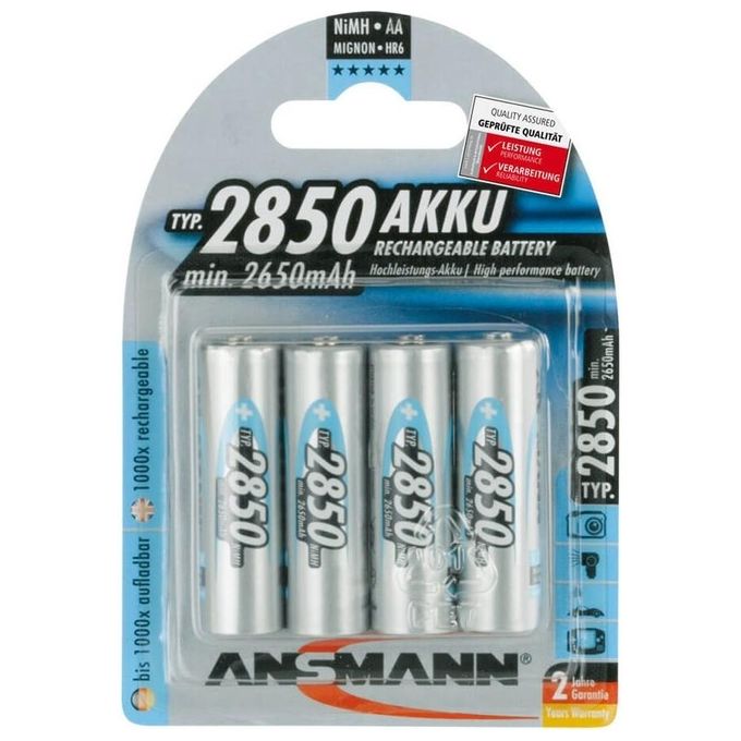 Ansmann 1x4 Batterie Aa Ricaricabili Nimh Mignon 2850 Mah