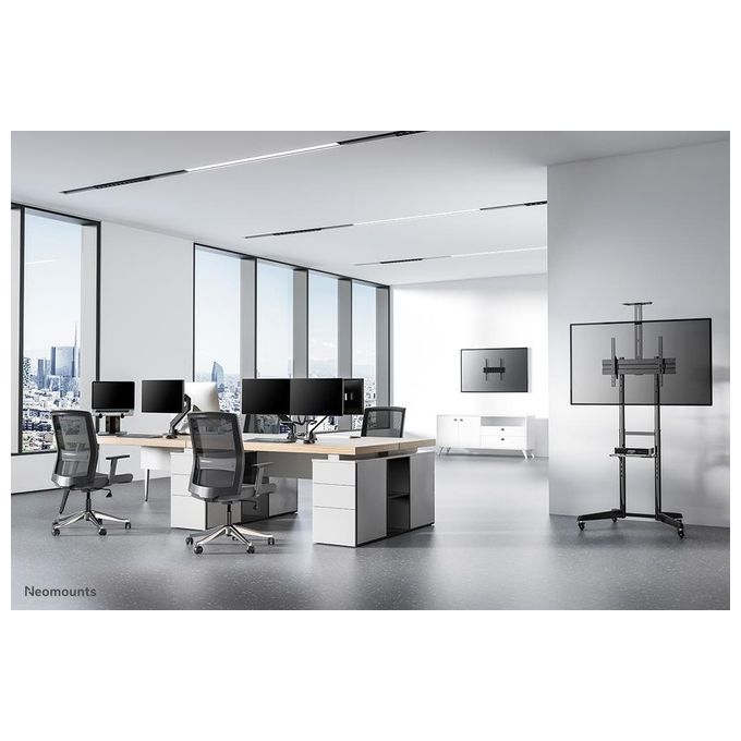 Neomounts FL50-550BL1 Carrello TV da Pavimento Mobile 37'' 70'' 50 Kg 4 Ruote 2 Ripiani VESA 600x400 colore Nero