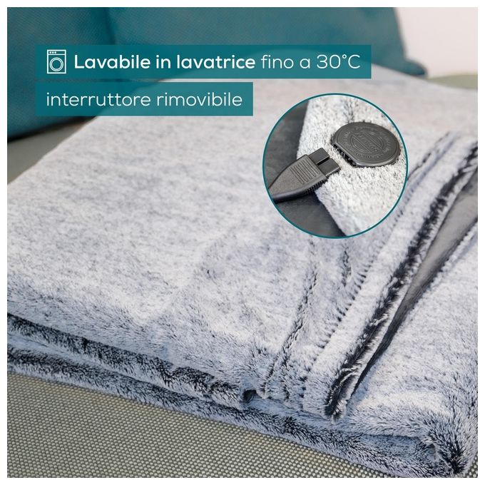 Beurer HD 75 Nordic Grey Green Planet Termocoperta 180x130 cm 6 Livelli di Temperatura Spegnimento Automatico Lavabile colore Grigio