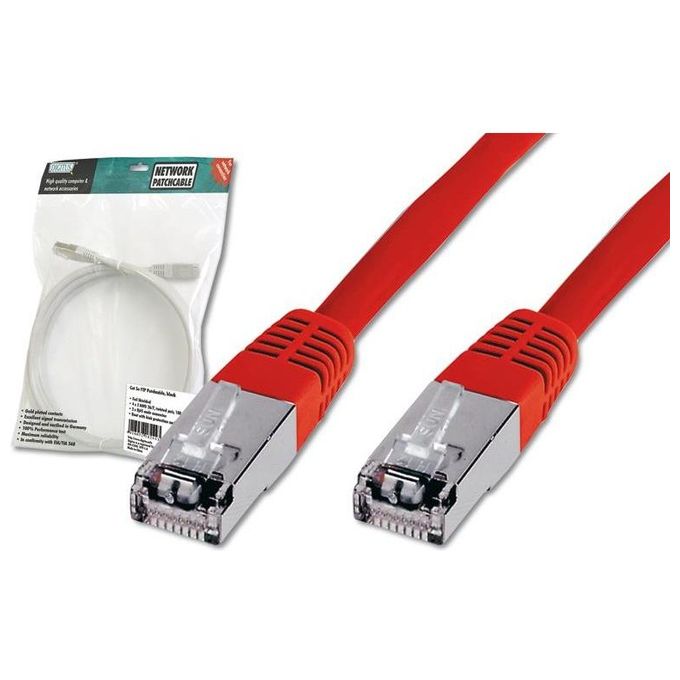 Digitus Cavo Rete Ftp Cat. 5E Schermato - Lunghezza Mt. 0,5   -  Colore Rosso