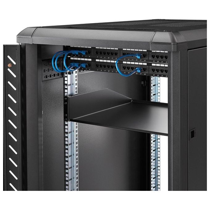StarTech Scaffale cantilever per montaggio a rack 2U - Robusto ripiano per armadio server rack fisso - 56 kg