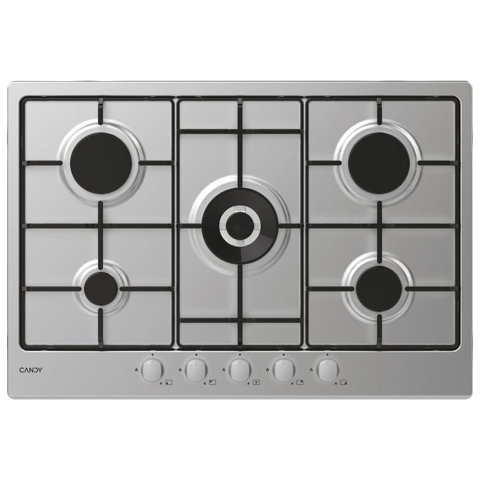 Candy CHW74WX - Piano cottura a gas 5 zone, (75 cm), Acciaio Inox