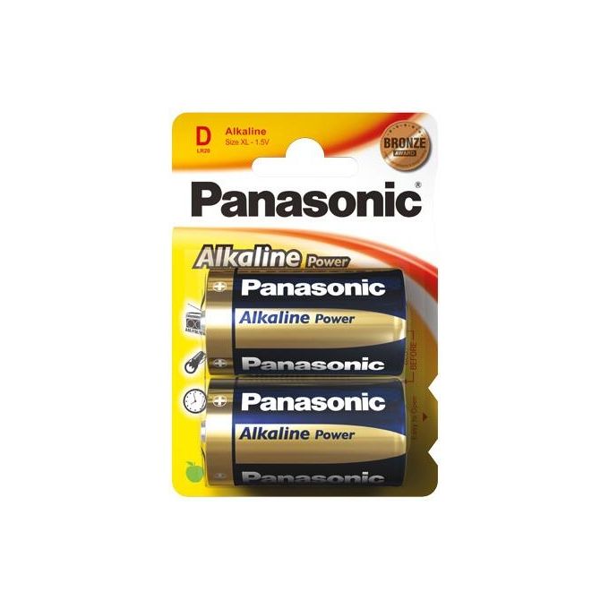 Panasonic Batterie Alkaline LR20A Torcia D 2 pezzi Bronzo Nero