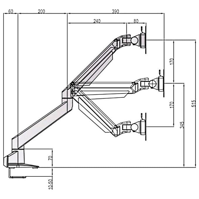Multibrackets 737167 M VESA Gas Lift Arm Singolo Braccio Monitor fino a 32'' morsetto da tavolo portata 10 Kg VESA 75x75 100x100 colore Argento